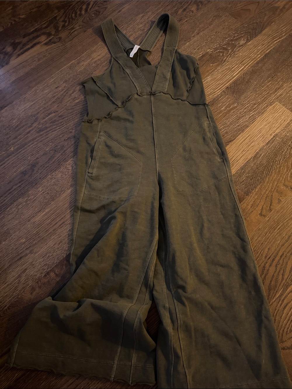 Free People Olive Green Wide-Leg Jumpsuit